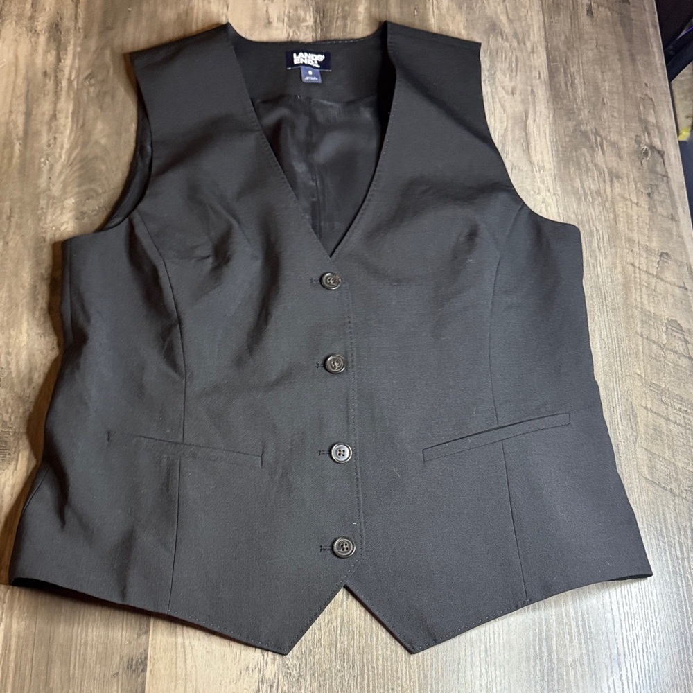 Lands' End Classic Black Tailored Vest